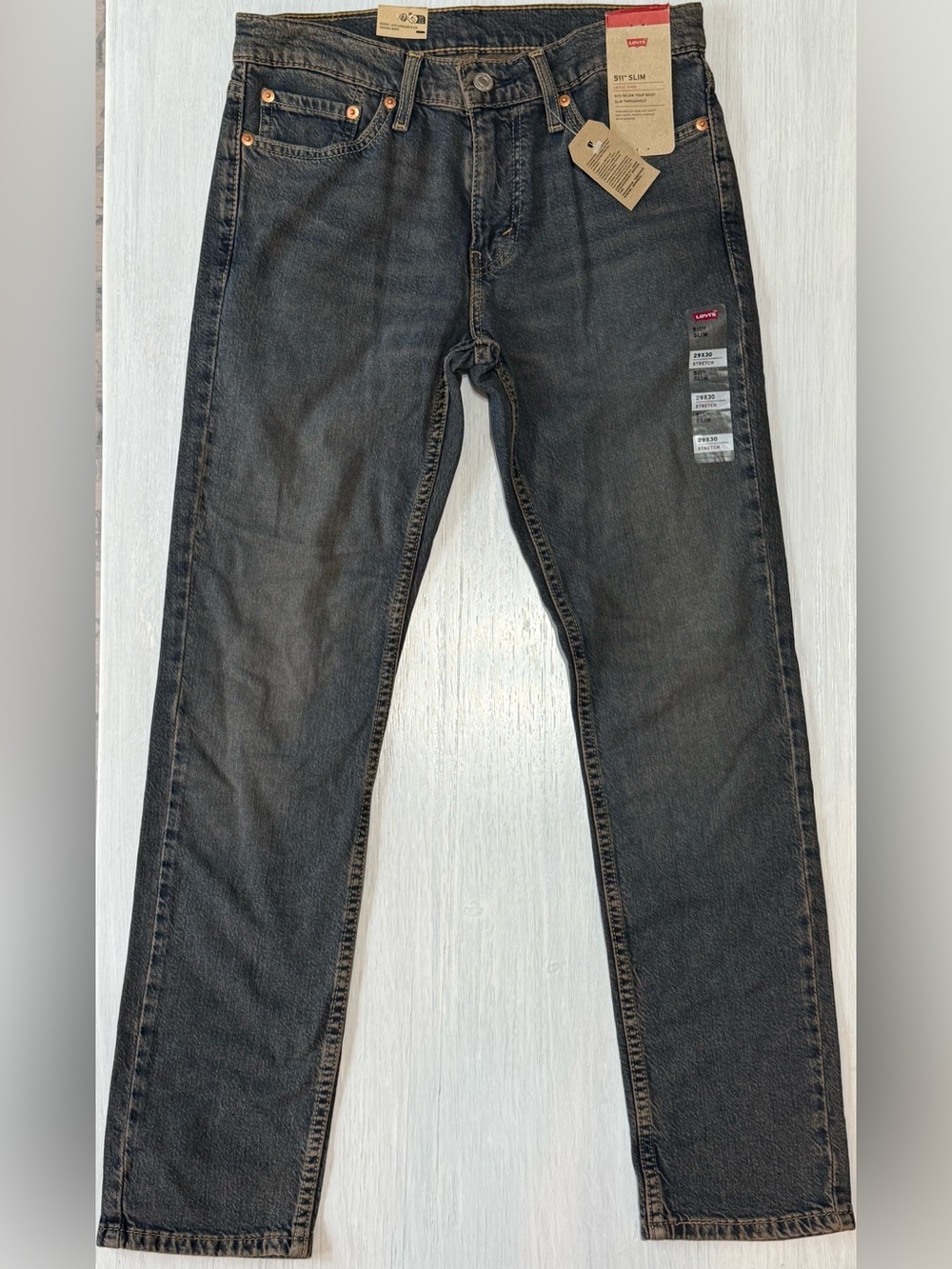 NWT Levi’s 511 Slim Fit Stretch Jeans Faded Black Dark Wash 29x30